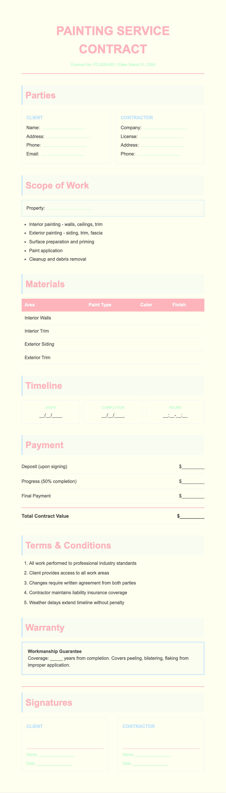 Pastel Soft painting contract